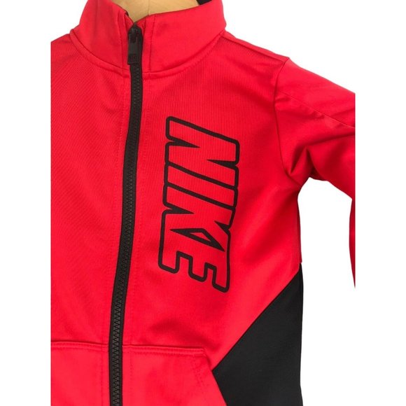 Nike Boys Track Suit Warm Up XS 4 Zip Up Jacket Pant Set Black‎ Red Jacket Pants - Picture 3 of 11